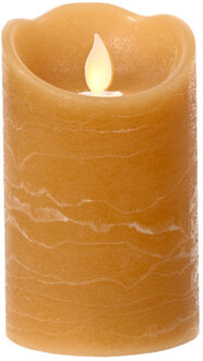 Lumineo LED kaars - bruin - D7,5 x H12,5 cm - met timer