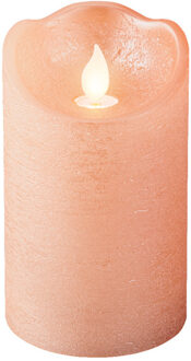 Lumineo LED kaars/stompkaars - lichtroze - D7,5 x H12,5 cm - met timer