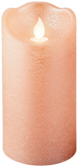 Lumineo LED kaars/stompkaars - lichtroze - D7,5 x H15 cm - met timer
