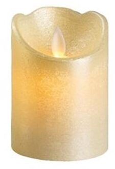 Lumineo LED kaars/stompkaars parel wit 10 cm flakkerend - Kerst diner tafeldecoratie - Home deco kaarsen Crème
