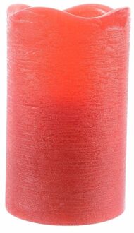 Lumineo LED kaars/stompkaars rood rustiek 12,5 cm van was