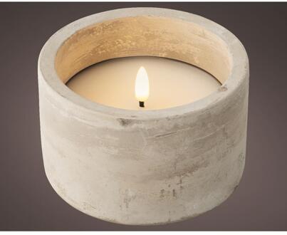 Lumineo LED kaars vlameffect dia12cm grijs