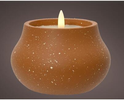 Lumineo LED kaars vlameffect dia12cm terra bruin