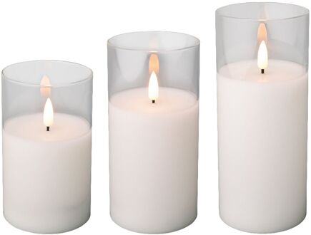 Lumineo LED kaarsen in glas set - 3x stuks - witAƒaEs - LED kaarsen