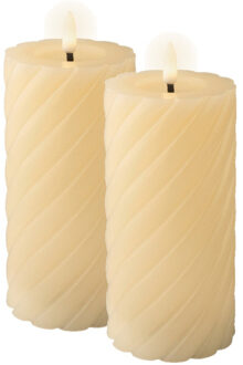 Lumineo LED kaarsen/stompkaarsen - 2x - creme wit - D7,5 x H17 cm - LED kaarsen Crème