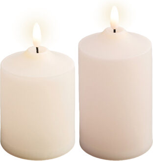 Lumineo LED kaarsen/stompkaarsen - set 2x - creme wit - D7,5 x H12,5 en H15 cm - voor buiten - timer - LED kaarsen Crème