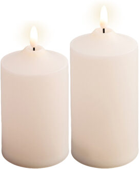 Lumineo LED kaarsen/stompkaarsen - set 2x - creme wit - D7,5 x H15 en H17 cm - voor buiten - timer - LED kaarsen Crème