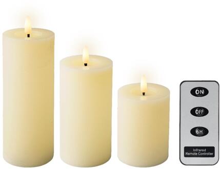 Lumineo LED Kaarsenset wax 3-delig crème