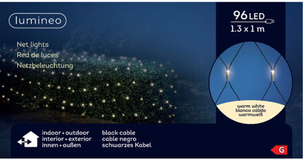 Lumineo LED netverlichting buiten 1 x 1,3 m 96L zwart warm wit