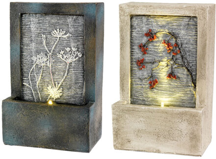 Lumineo LED poly fontein met bloem 9.5x15x23cm