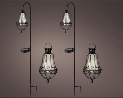 Lumineo LED Solar lantaarn set metaal 4 -delig zwart
