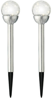 Lumineo LED steker bol Navi - 2x - solar - 30 cm - RVS - tuinverlichting tuinsteker - Tuinlampen