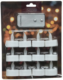 Lumineo LED theelichtjes/waxinelichtjes - 12x st - wit - flikkerende vlam - warm wit