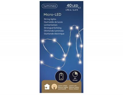 Lumineo LED zilverdraadverlichting 195cm-40L transparant