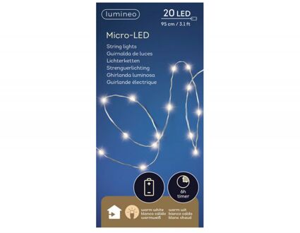 Lumineo LED zilverdraadverlichting 95cm-20L transparant