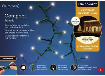 Lumineo LEDs Koppelbare strengverlichting starterset 11m-500L warm wit