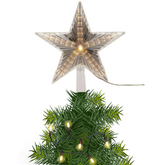 Lumineo Lichtgevende kerstboom piek/topper ster warm wit licht 22 cm