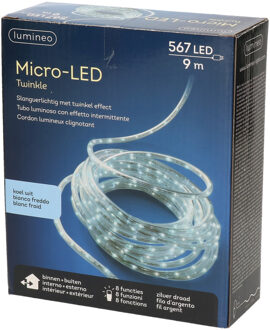 Lumineo Lichtslang/slangverlichting helder wit 9 meter met twinkel effect 567 lampjes