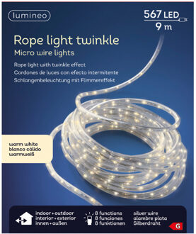 Lumineo Lichtslang/slangverlichting warm wit 9 meter met twinkel effect 567 lampjes - Lichtslangen