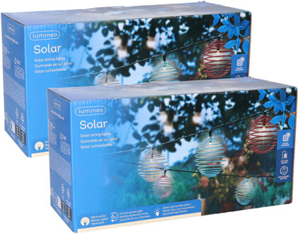 Lumineo Lichtsnoer op zonne-energie - 2x snoertjes - tuinverlichting - 470 cm - lichtslinger