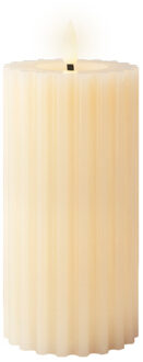 Lumineo luxe LED kaars/stompkaars - creme wit ribbel - D7,5 x H17 cm - timer