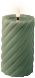 Lumineo Luxe LED kaars/stompkaars - groen - D7,5 x H15 cm - timer