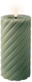 Lumineo Luxe LED kaars/stompkaars - groen - D7,5 x H17 cm - timer