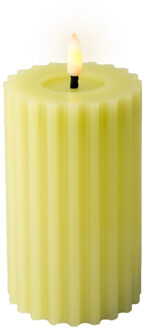 Lumineo luxe LED kaars/stompkaars - groen ribbel - D7,5 x H15 cm - timer