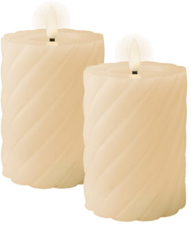 Lumineo Luxe LED kaarsen/stompkaarsen - 2x - creme wit - D7,5 x H12,3 cm - timer