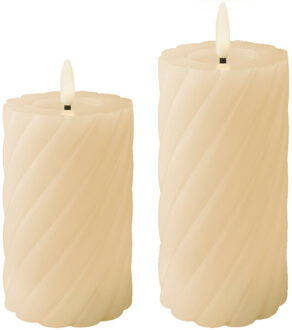 Lumineo Luxe LED kaarsen/stompkaarsen - set 2x st - creme wit - D7,5 - met timer