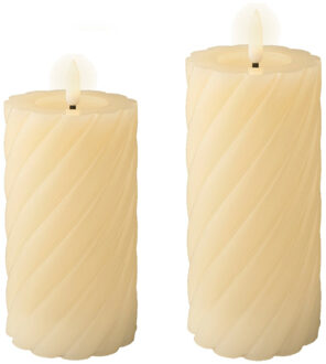 Lumineo Luxe LED kaarsen/stompkaarsen - set 2x st - creme wit - D7,5 - met timer