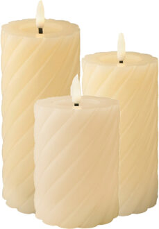 Lumineo Luxe LED kaarsen/stompkaarsen - set 3x st - creme wit - D7,5 - met timer