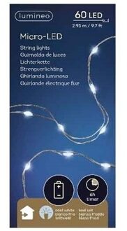 Lumineo Micro Draadverlichting - 60 leds - timer - helder wit - 95 cm - kerstverlichting