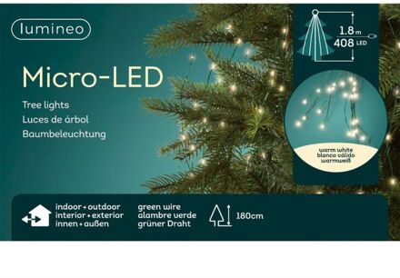 Lumineo Micro LED boomverlichting buit 180cm-408L groen/warm wit
