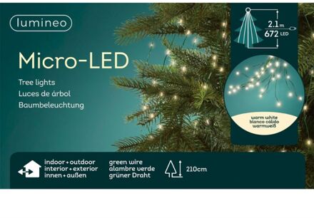 Lumineo Micro LED boomverlichting buit 210cm-672L groen/warm wit