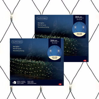 Lumineo Netverlichting - 2x - 384 led lampjes - warm wit - 300 x 300 cm - kerstverlichting - net
