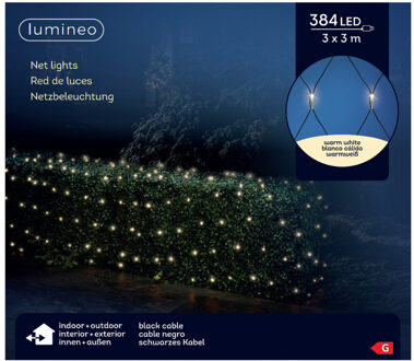 Lumineo Netverlichting - 384 led lampjes - warm wit - 300 x 300 cm - kerstverlichting - net