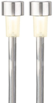 Lumineo Prikspot solar - 2x - LED - zilver - H36 cm - RVS
