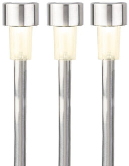 Lumineo Prikspot solar - 5x - LED - zilver - H36 cm - RVS