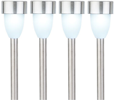 Lumineo Prikspot - solar - LED - RVS - 36 cm - 4x- Tuinverlichting