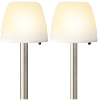 Lumineo Set van 10x stuks solar tuinlamp/prikspot schemerlamp op zonne-energie 28 cm