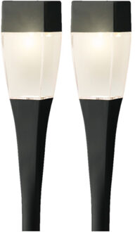 Lumineo Set van 10x stuks solar tuinlamp/prikspot zwart op zonne-energie 26 cm