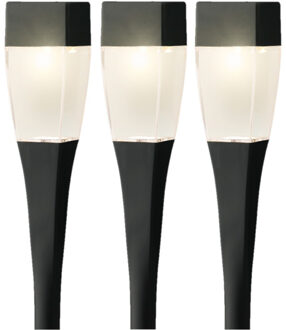 Lumineo Set van 12x stuks solar tuinlamp/prikspot zwart op zonne-energie 26 cm