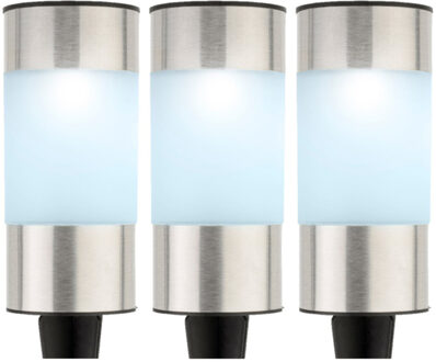 Lumineo Set van 18x stuks solar tuinlamp/prikspot cilinder op zonne-energie 14 cm