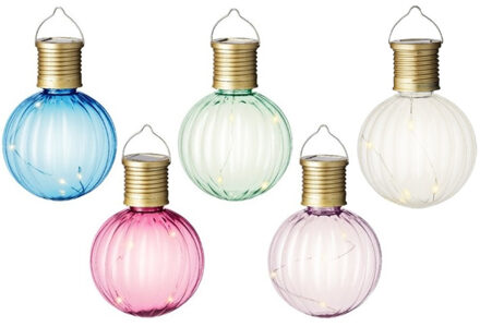 Lumineo Set van 20x stuks buiten led lichtroze, groene, blauwe, witte en roze lampion solar verlichting 11 c