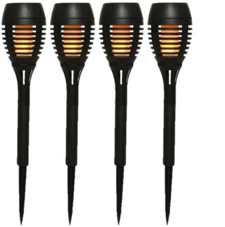 Lumineo Set van 20x stuks solar tuinfakkels/tuinlampen vlam effect op zonne-energie 27 cm