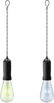 Lumineo Set van 2x stuks groene en blauwe solar tuinverlichting hanglampen kunststof 20 cm