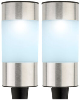 Lumineo Set van 4x stuks solar tuinlamp/prikspot cilinder op zonne-energie 14 cm