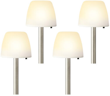 Lumineo Set van 8x stuks solar tuinlamp/prikspot schemerlamp op zonne-energie 28 cm