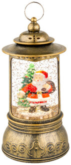 Lumineo sneeuwbol/snowglobe lantaarn - LED lampjes - 24 cm - Sneeuwbollen Goudkleurig